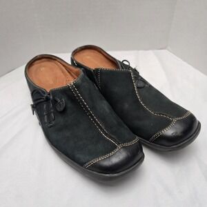 Naturalizer Black Suede Slip On Clog Womens 7M Comfort Capsule Wardrobe Casual‎